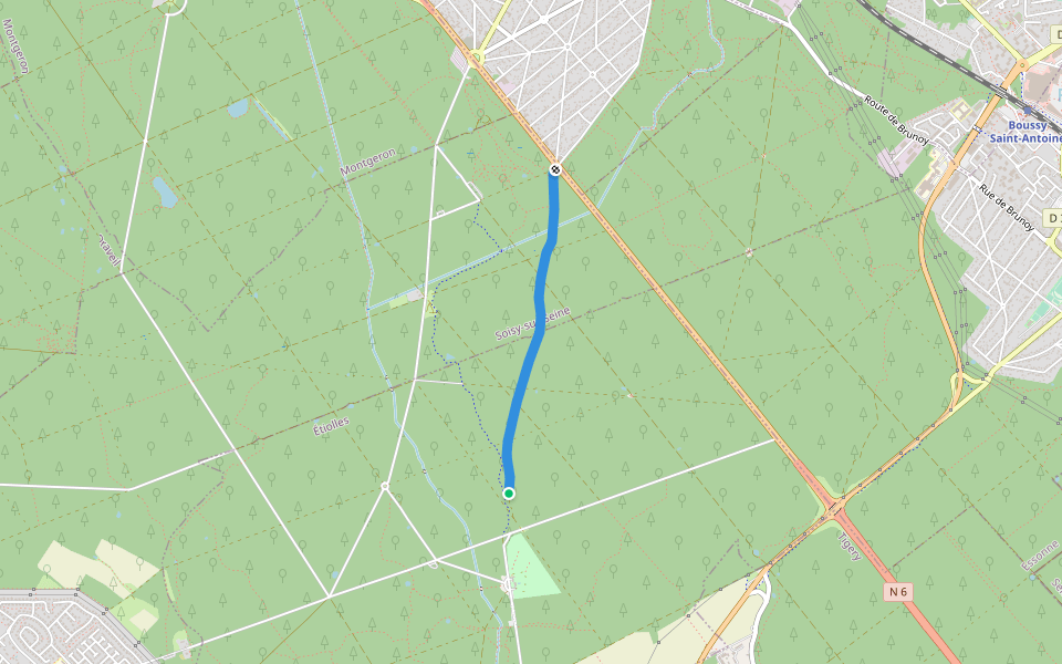Chemin de Traverse de la Forêt de Sénart walking route map in Étiolles