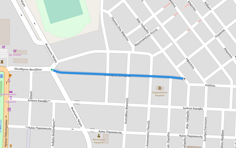 Ελευθέριου Βενιζέλου walking route map in Lavrio