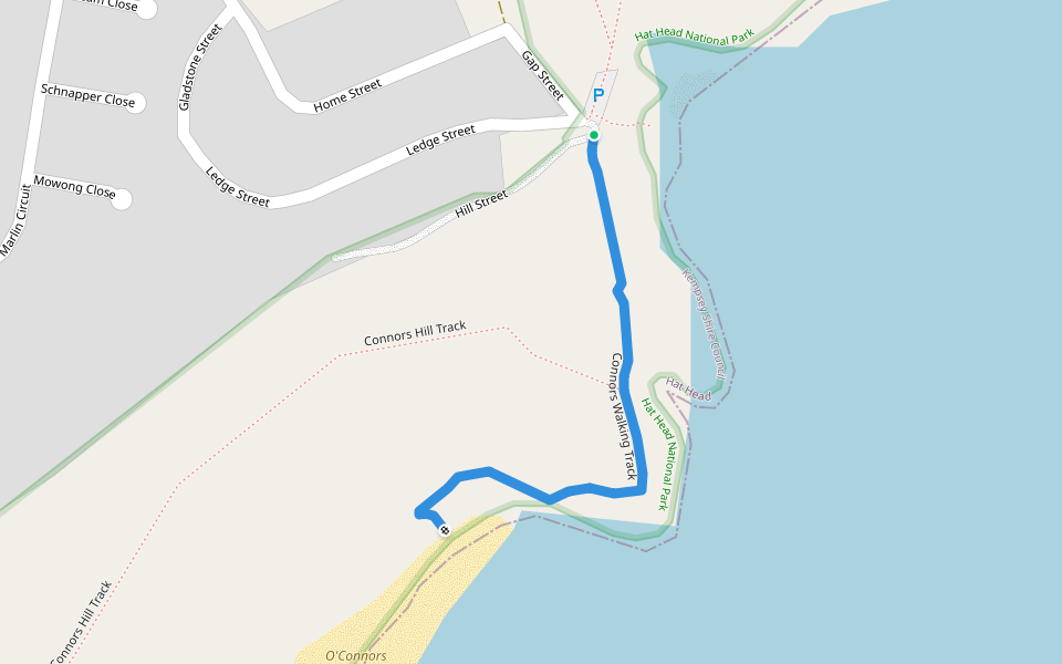 Connors Walking Track walking route map in Hat Head