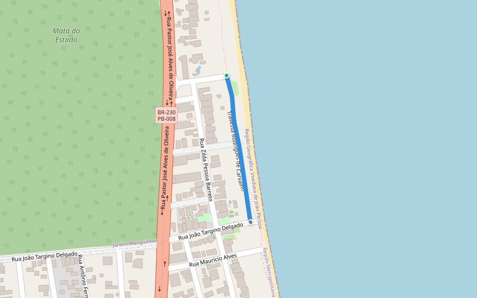 Travessa Rodrigues de Carvalho walking route map in Cabedelo