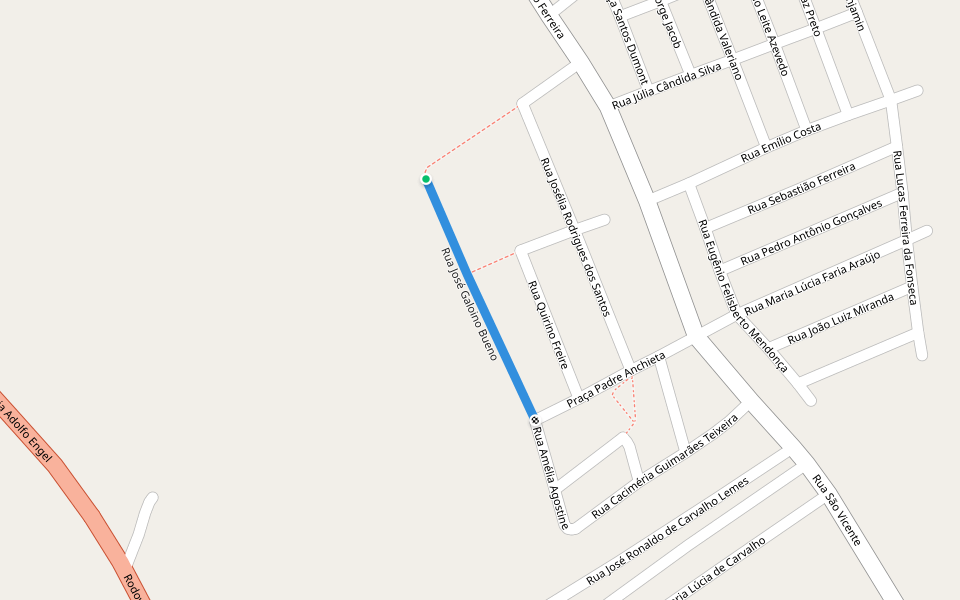 Rua José Galoino Bueno walking route map in Carmo do Rio Claro