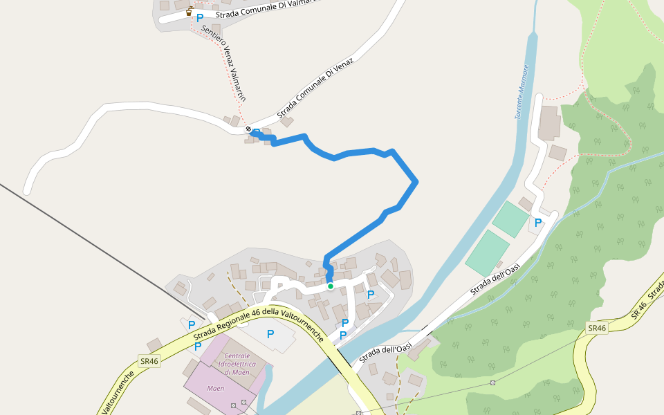 Sentiero Maen Venaz walking route map in Maen