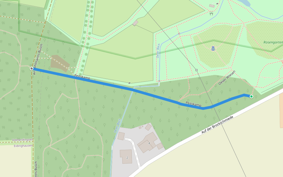 Peitskamp walking route map in Bad Oeynhausen
