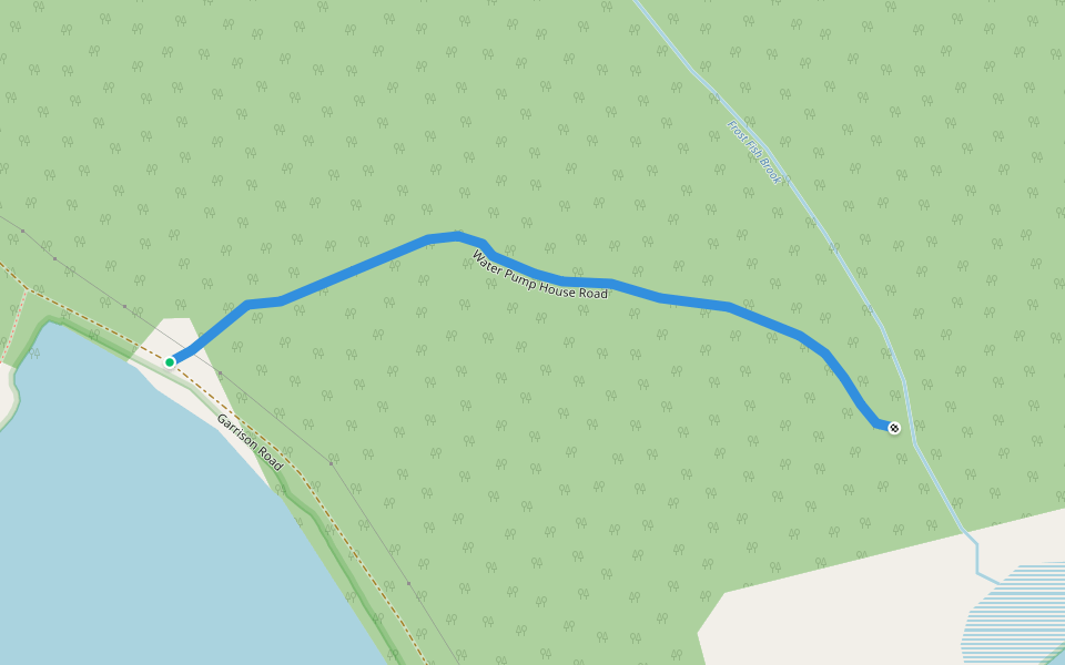 Water Pump House Road walking route map in Shearwater