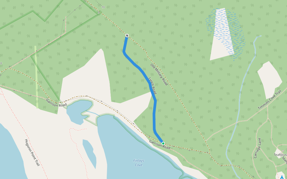 Lynch Road walking route map in Shearwater
