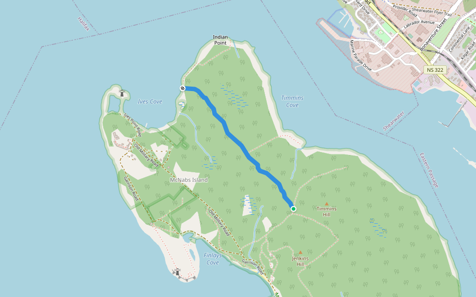 Fraser Farm Trail walking route map in Shearwater