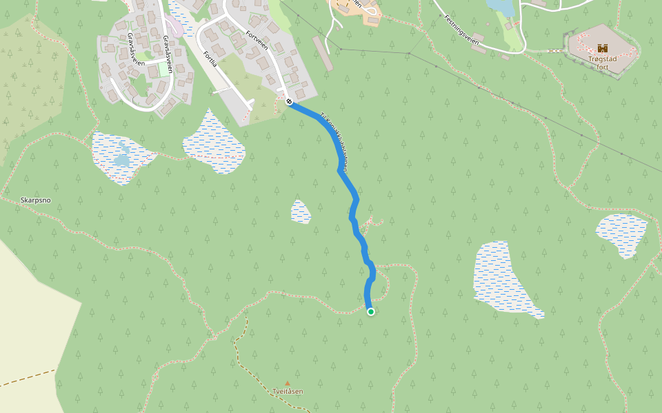 Til Konjakklubblavvoen walking route map in Skjønhaug