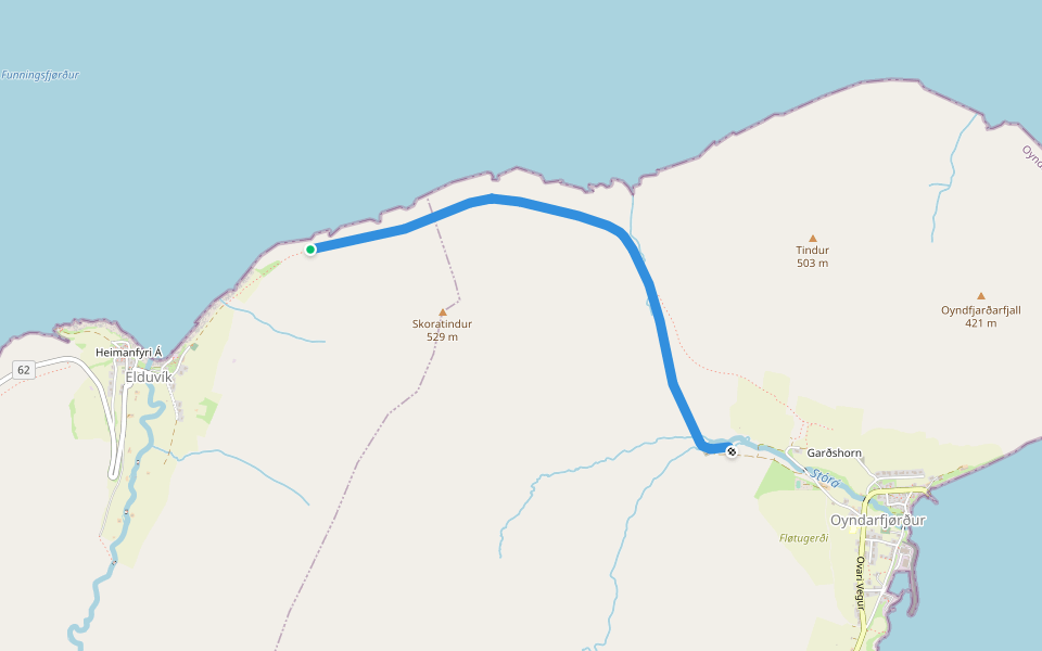 Fløtuvegur walking route map in Elduvík