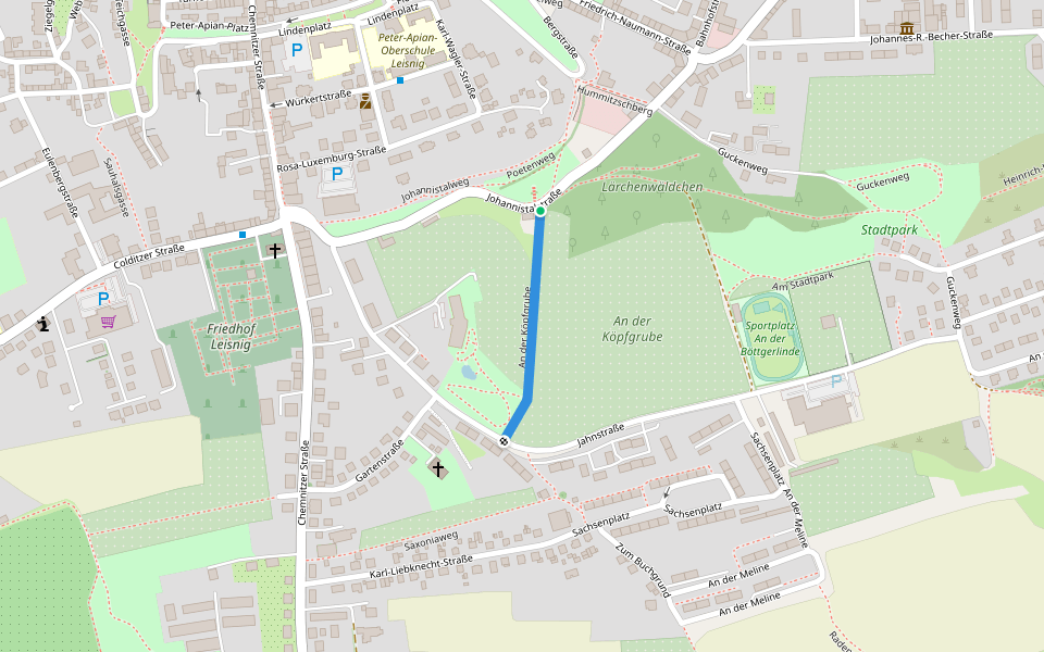 An der Köpfgrube walking route map in Leisnig