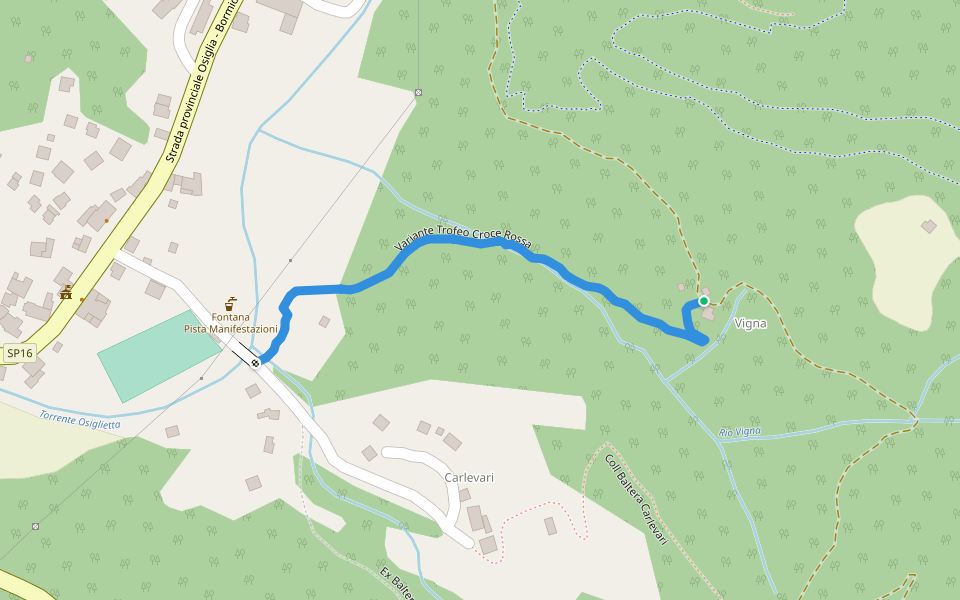 Variante Trofeo Croce Rossa walking route map in Osiglia