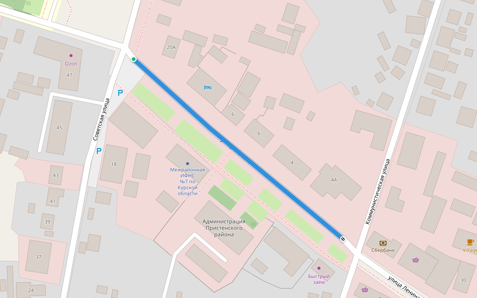 улица Ленина walking route map in Pristen'