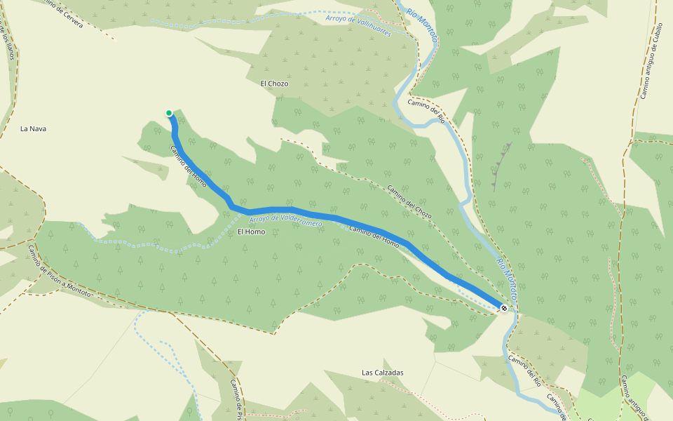 Camino del Homo walking route map in Montoto de Ojeda