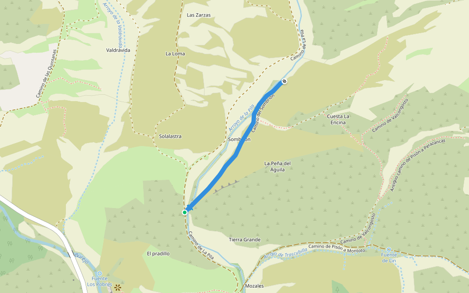Camino del Sombrión walking route map in Olmos de Ojeda