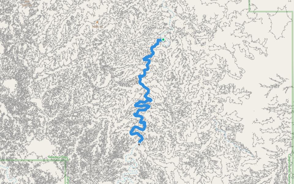 Salt Creek Canyon Trail walking route map in Monticello