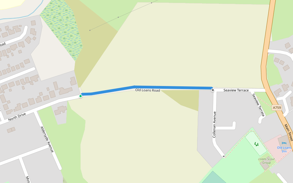 Old Loans Road walking route map in Troon