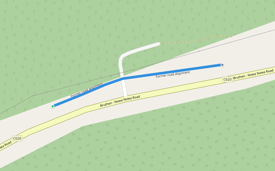 Former road alignment walking route map in Nowa Nowa
