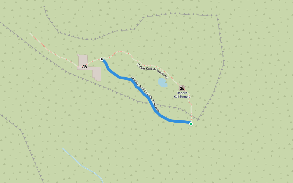 Bhadra Kali Temple Walkway walking route map in Dhinkva