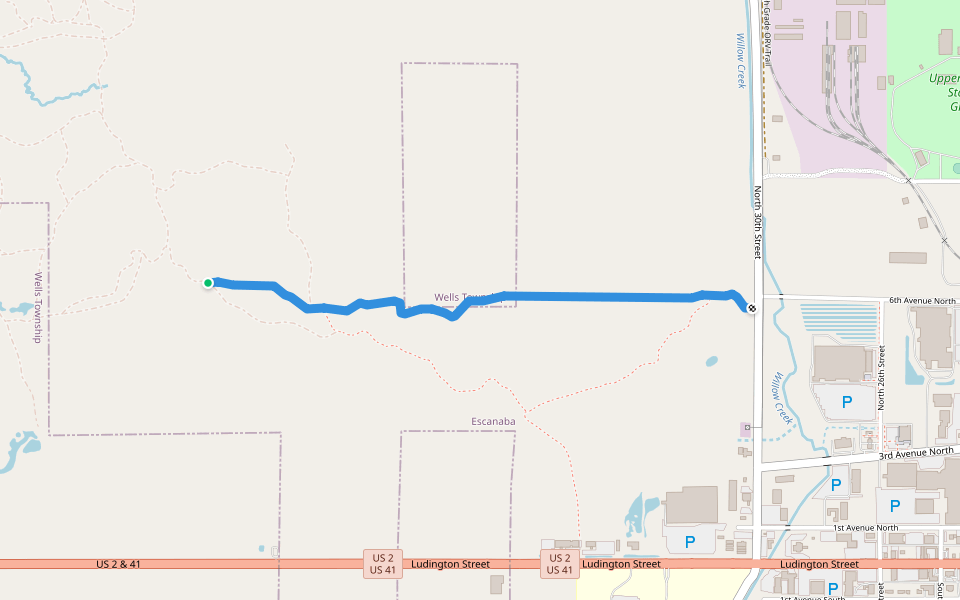 Escanaba Recreational Non-Motorized Pathway walking route map in Escanaba