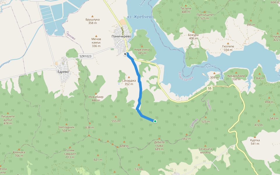 Кривокрушенска пътека walking route map in Panicherevo