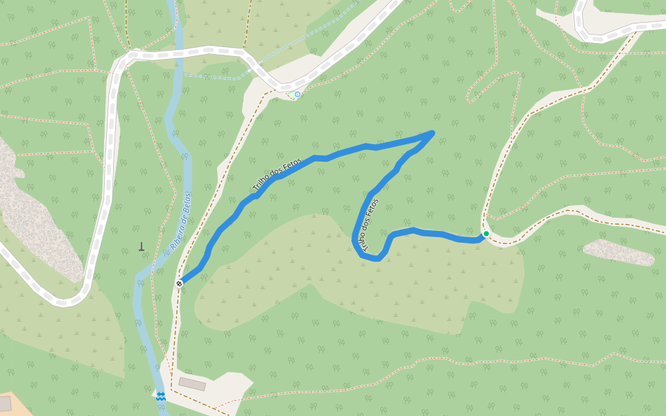 Trilho dos Fetos walking route map in Belas