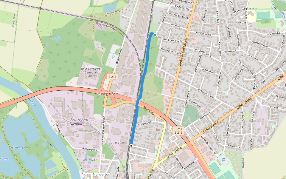 Fabrikweg walking route map in Nienburg/Weser
