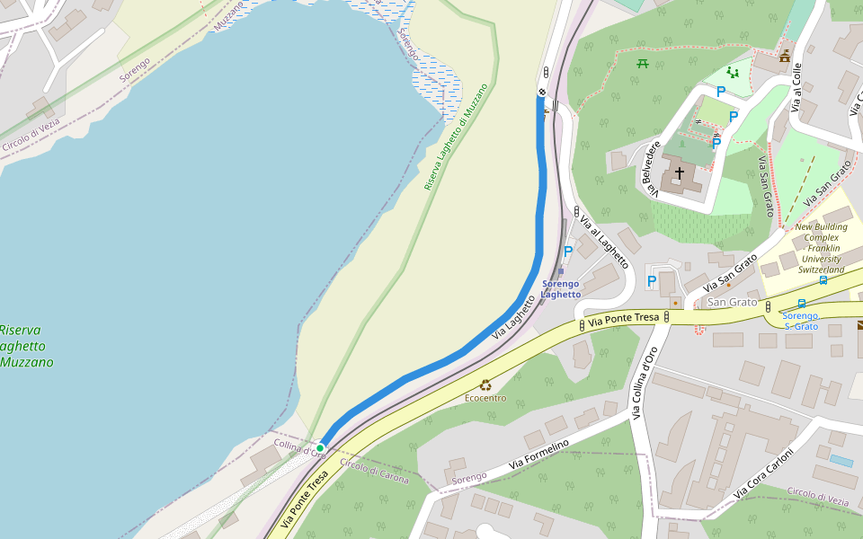 Via Laghetto walking route map in Collina d'Oro