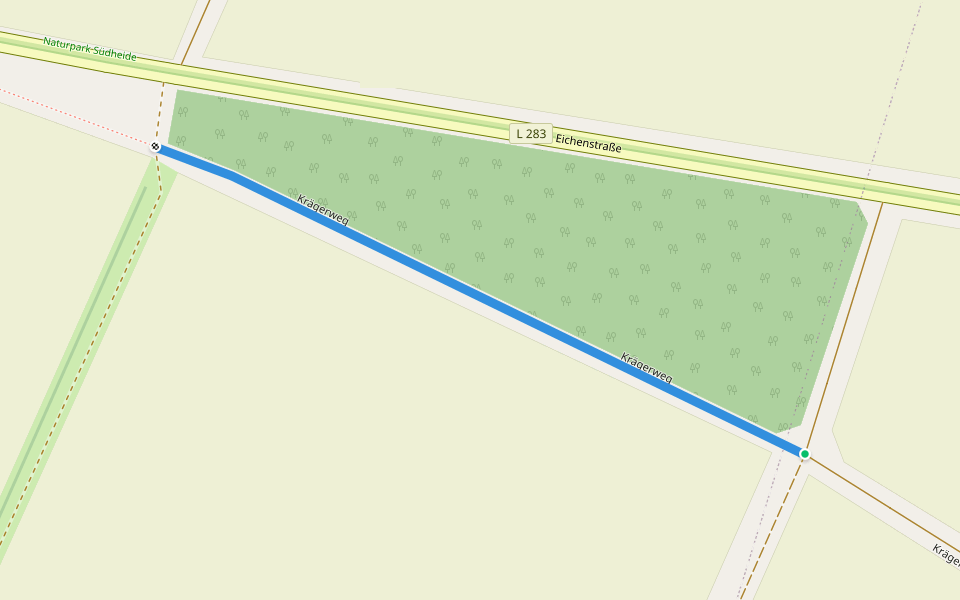 Krägerweg walking route map in Eschede