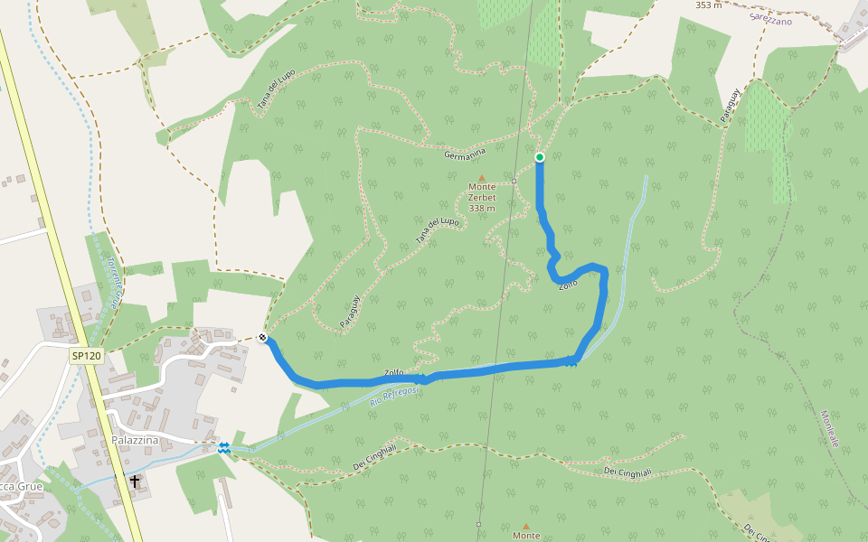 Zolfo walking route map in Palazzina