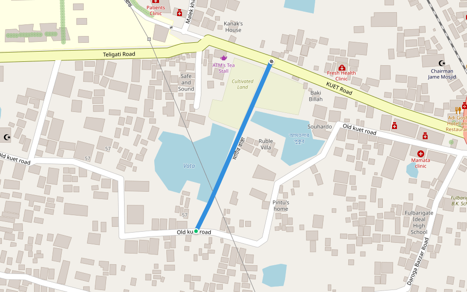 মাটির রাস্তা walking route map in Khulna