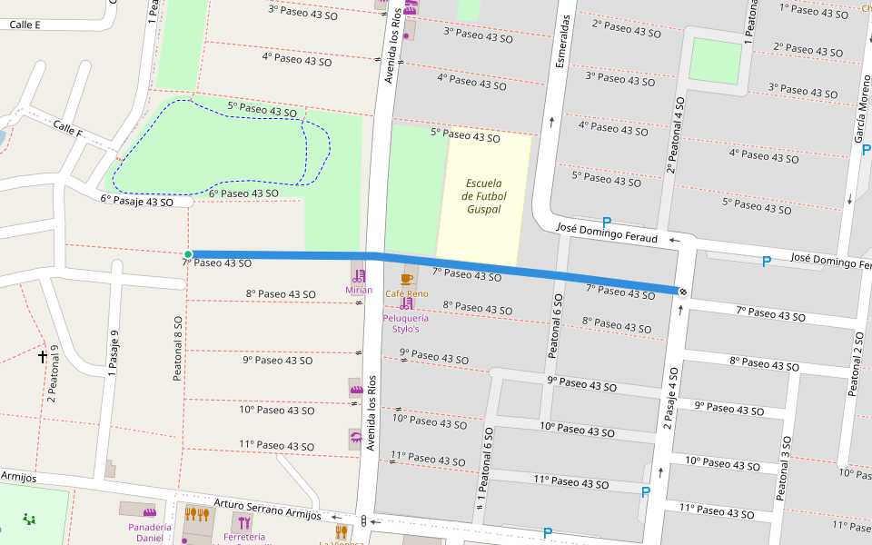 7º Paseo 43 SO walking route map in Assad Bucaram 2 Guasmo Oeste