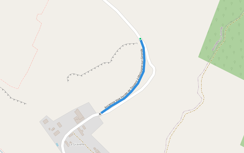 Ancienne voie ferrée de Touvent à Mortagne-sur-Gironde walking route map in Mortagne-sur-Gironde