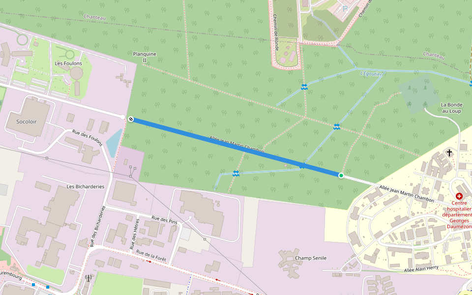 Allée Jean Martin Chambon walking route map in Fleury-les-Aubrais