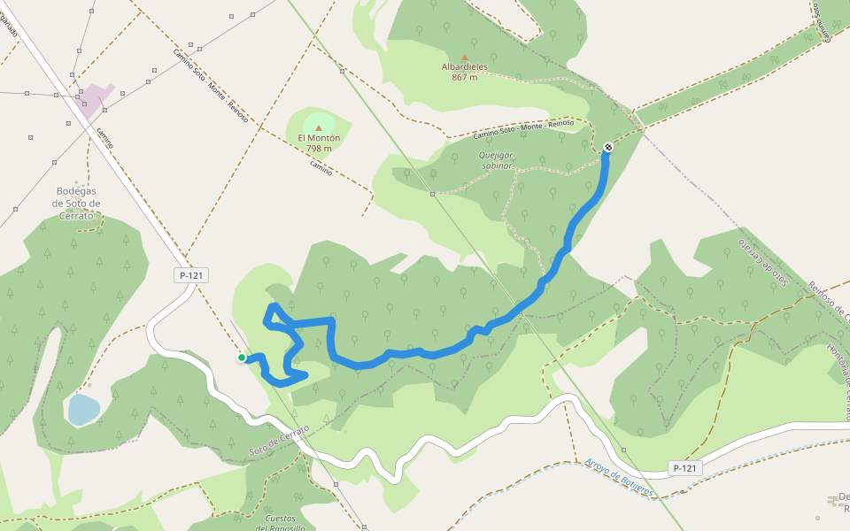 Senda del sabinar de Soto walking route map in Soto de Cerrato