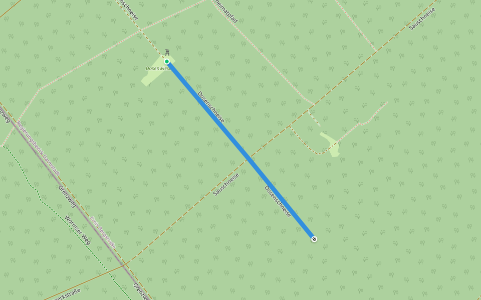 Dosenschneise walking route map in Viernheim