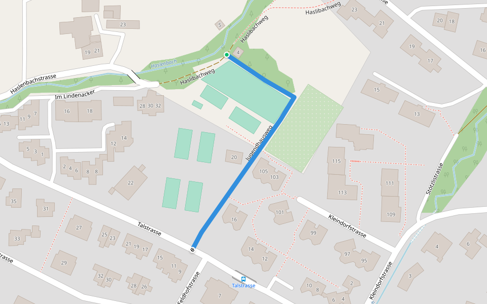 Jugendhausweg walking route map in Uetikon am See