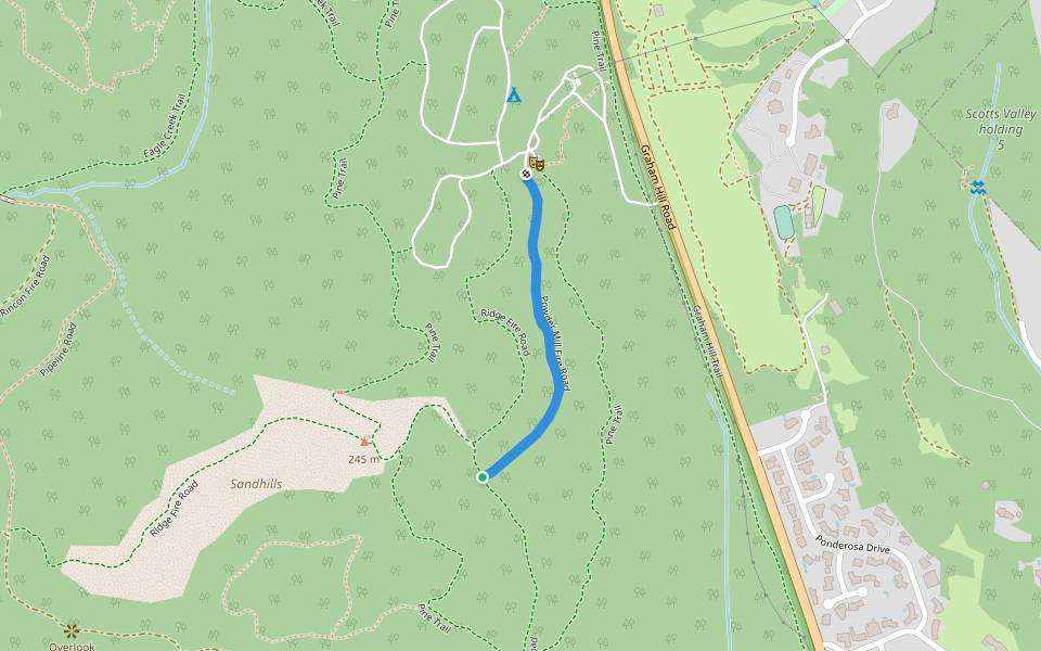 Powder Mill Fire Road walking route map in Red Hill