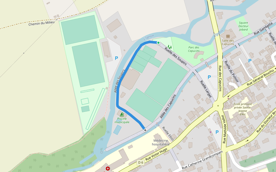 Allée des Soupirs walking route map in Is-sur-Tille