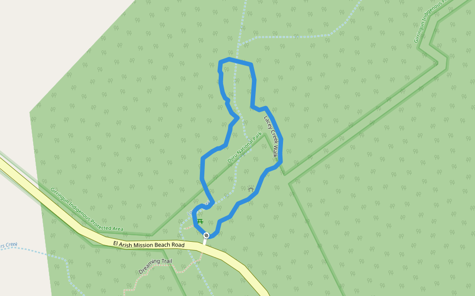 Lacey Creek Walk walking route map in Djiru