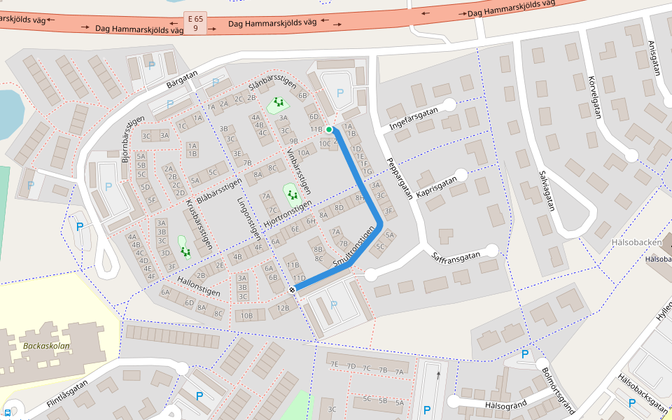 Smultronstigen walking route map in Ystad