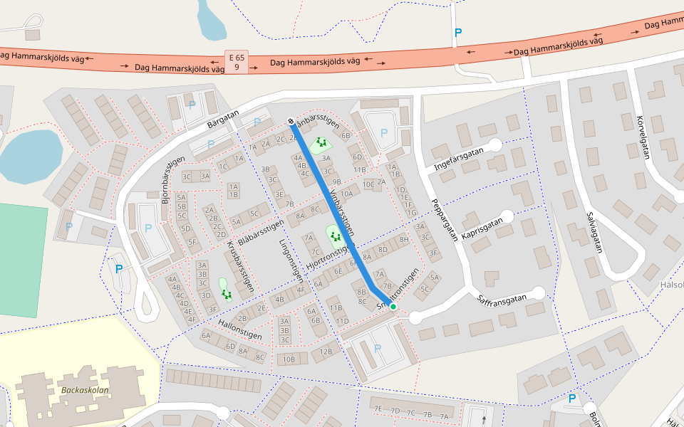 Vinbärsstigen walking route map in Ystad