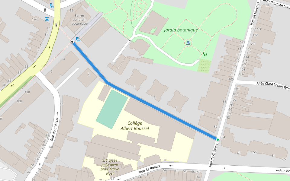 Promenade Bougainville walking route map in Tourcoing