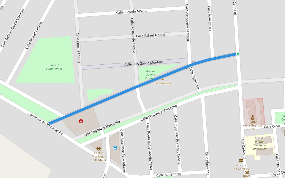 Calle Loli Dugo walking route map in Fuente Palmera