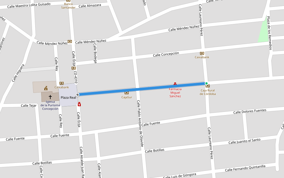 Calle Portales walking route map in Fuente Palmera