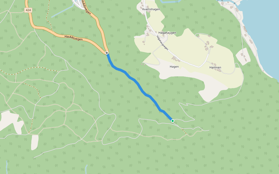 Retur fra Kaupangerholten walking route map in Kaupanger