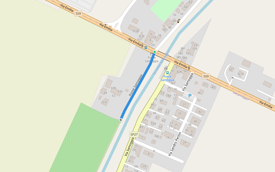 Ponte Samoggia walking route map in Anzola Dell`Emilia