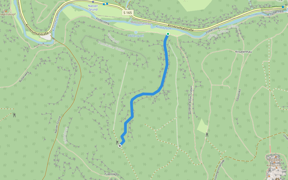 Vorderer Böse Graben walking route map in Bad Schandau