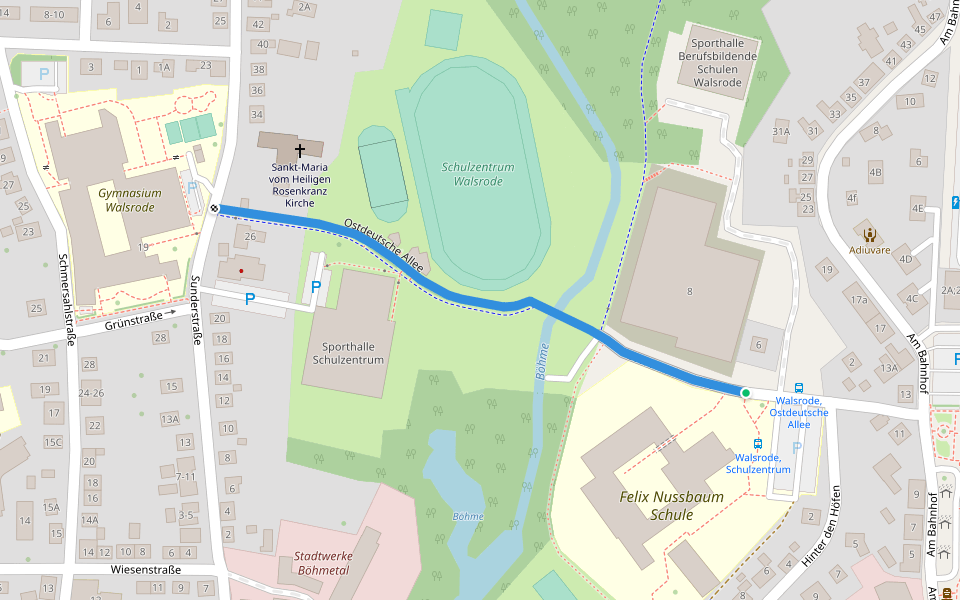 Ostdeutsche Allee walking route map in Walsrode