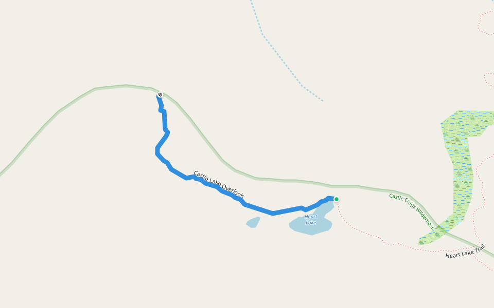 Castle Lake Overlook walking route map in Dunsmuir