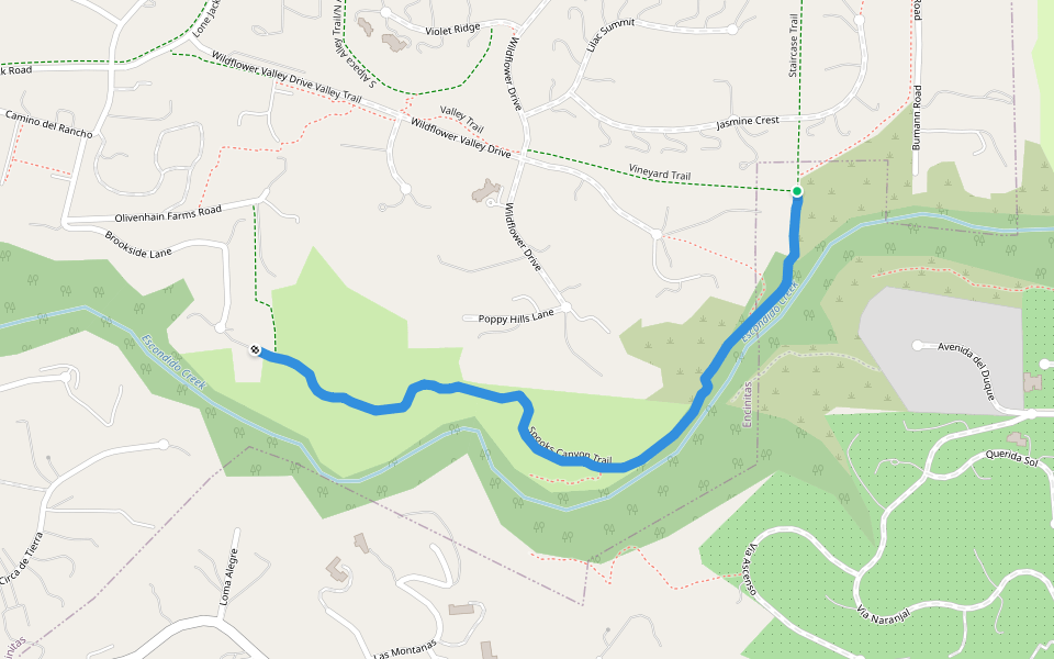Spooks Canyon Trail walking route map in Encinitas