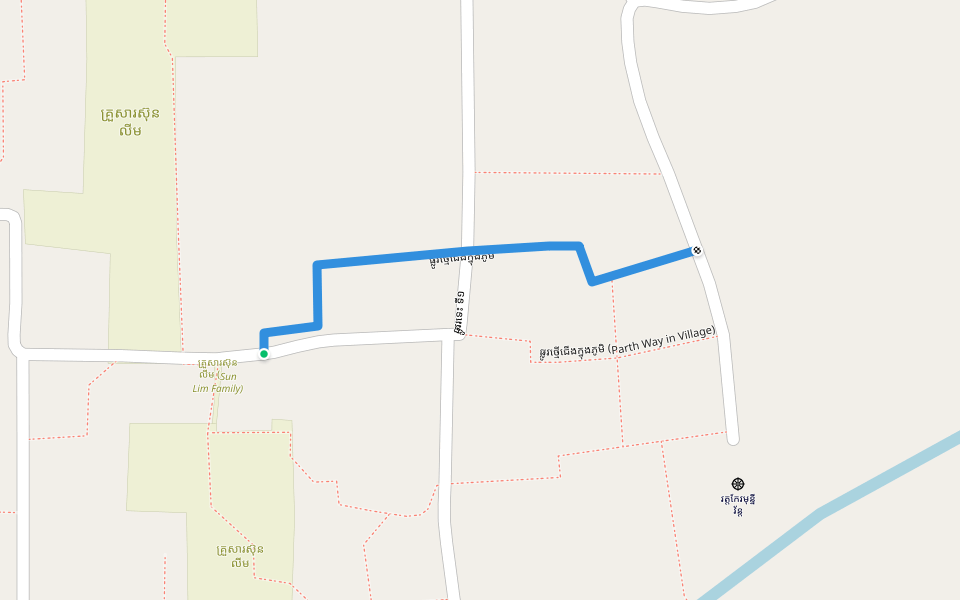 ផ្លូវថ្មើជើងក្នុងភូមិ walking route map in បន្ទាយមាស